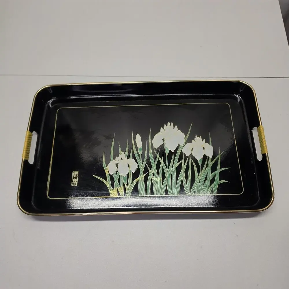 Vintage Handpainted Japanese Butterfly Tray With Handles 19x11